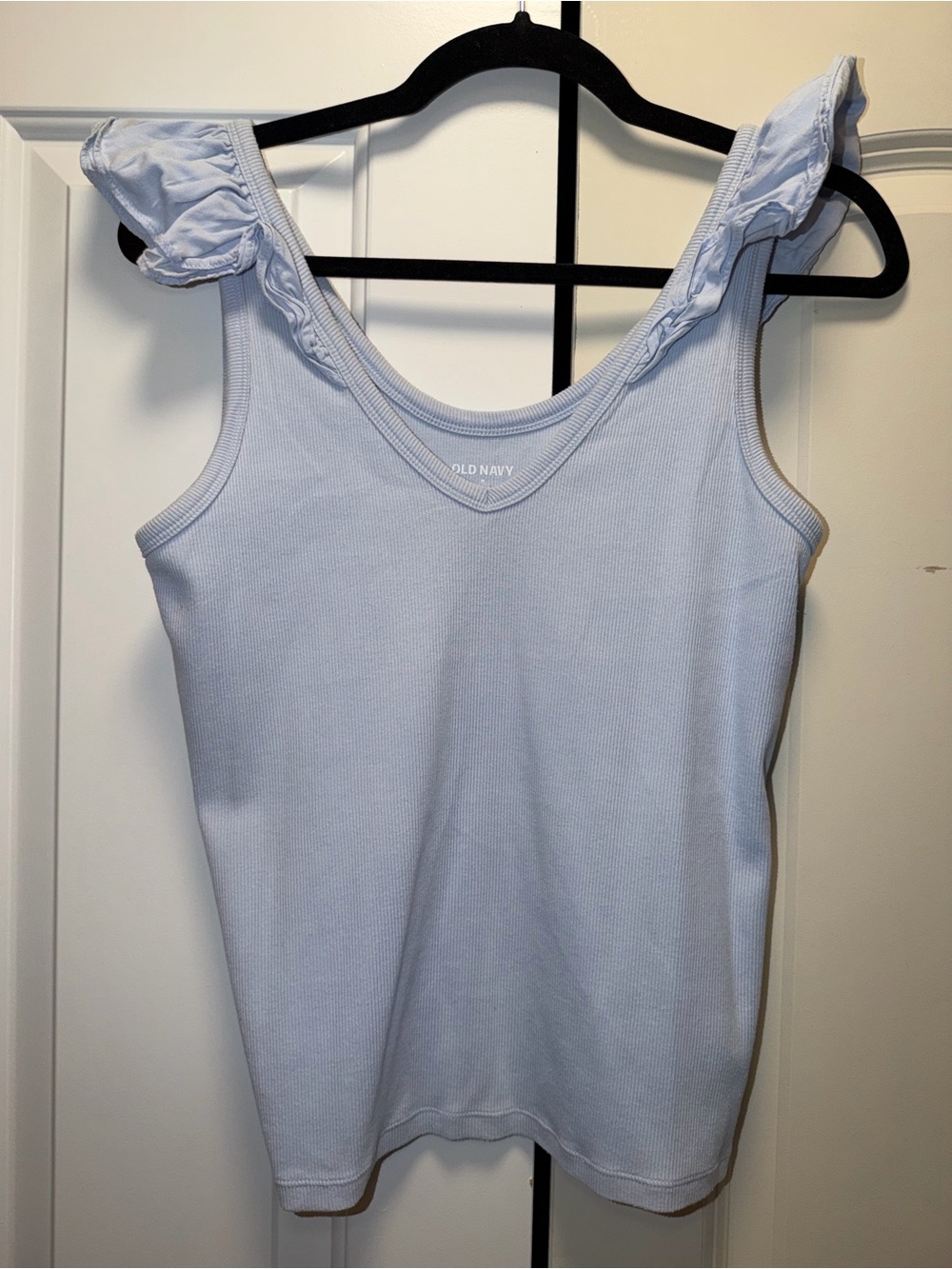 Old Navy Light Blue Ruffle Strap Ribbed Tank Top - Women